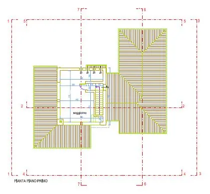 Planimetria del piano primo mansardato della villa Il Feudo