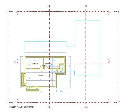 Planimetria del piano interrato della villa Il Feudo